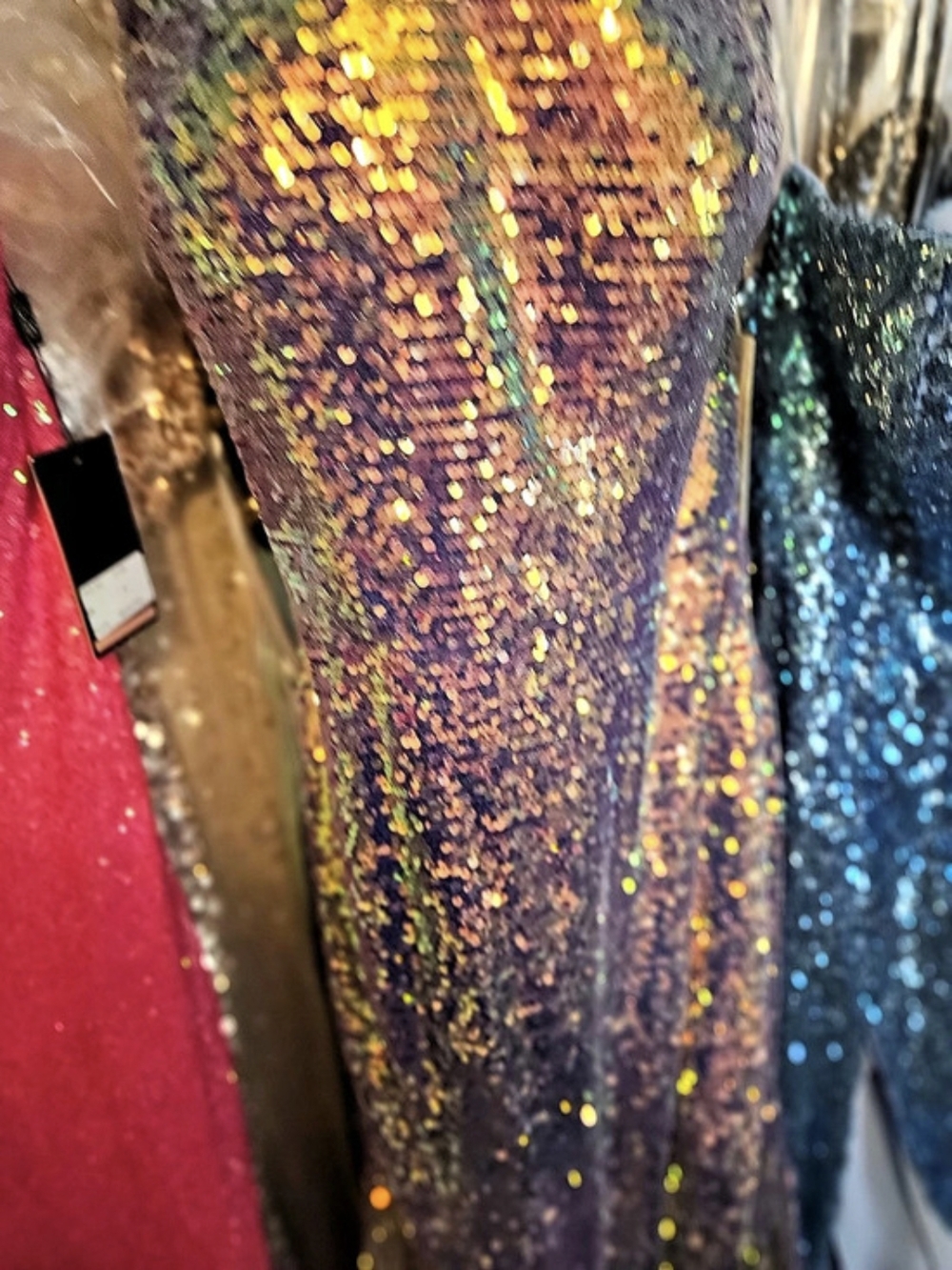Colors Dress 2984 Sequined Asymmetrical Prom Dress Purple & Green Size 10 - Picture 6 of 6
